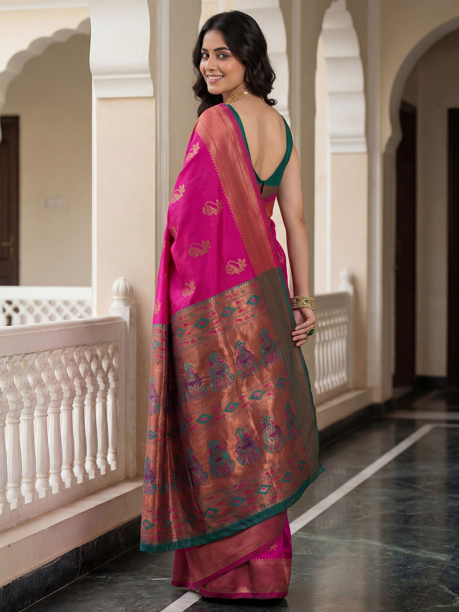 Rani Pink Banarasi Silk Heritage Zari Weave Saree - Ressa