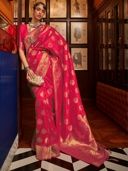 Rani Pink Banarasi Silk Saree - Ressa