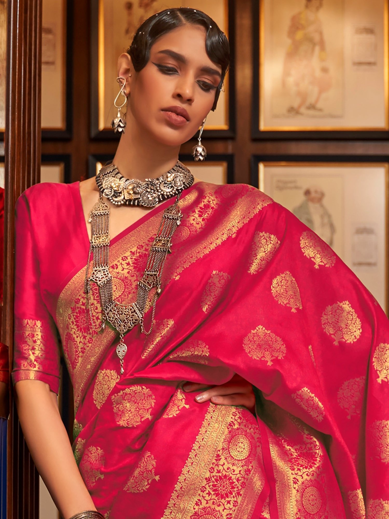 Rani Pink Banarasi Silk Saree - Ressa