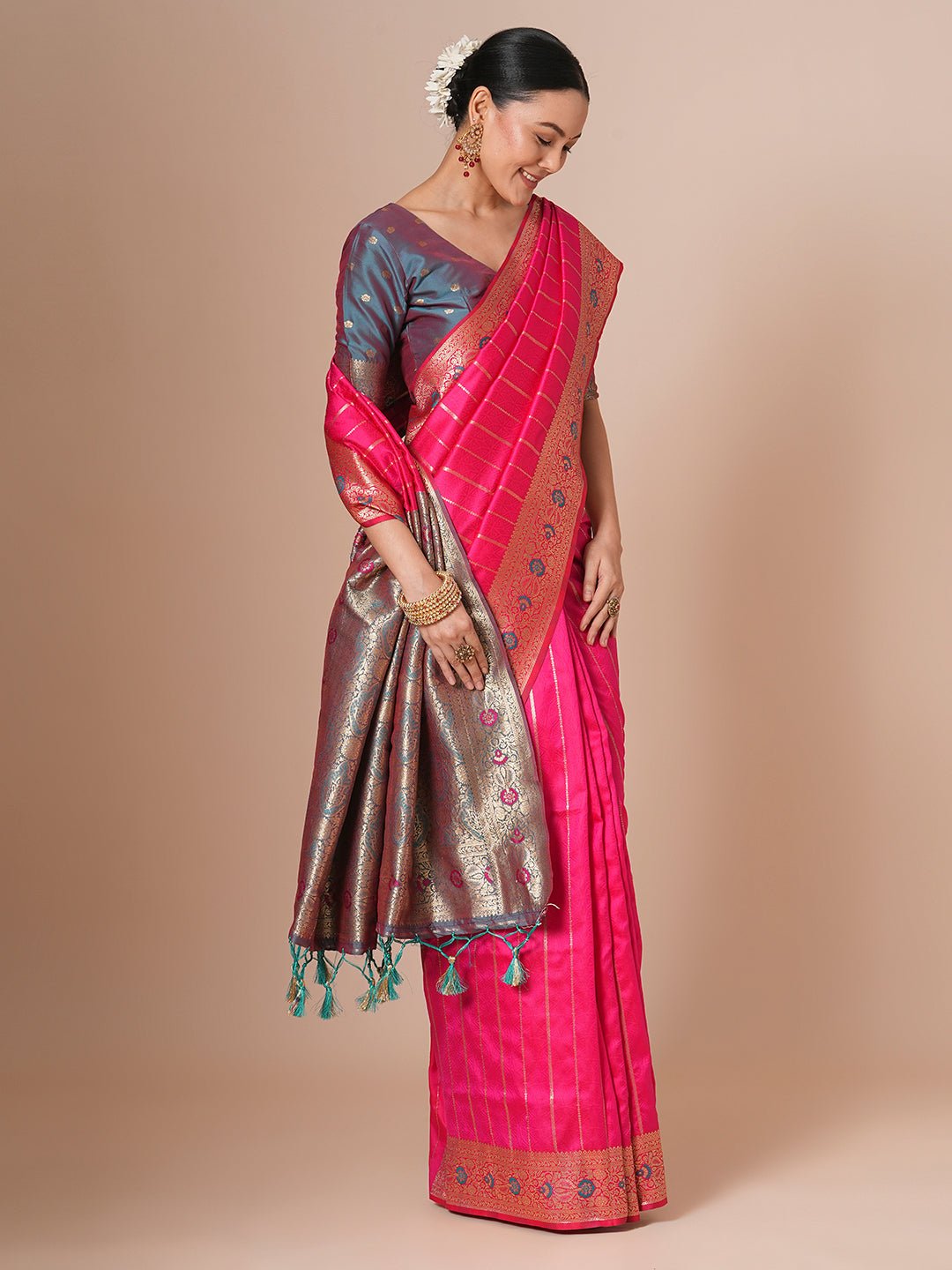 Rani Pink Banarasi Silk Saree - Ressa