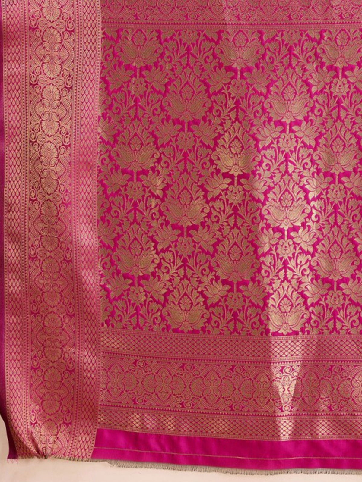 Rani Pink Banarasi Silk Saree&nbsp; - Ressa