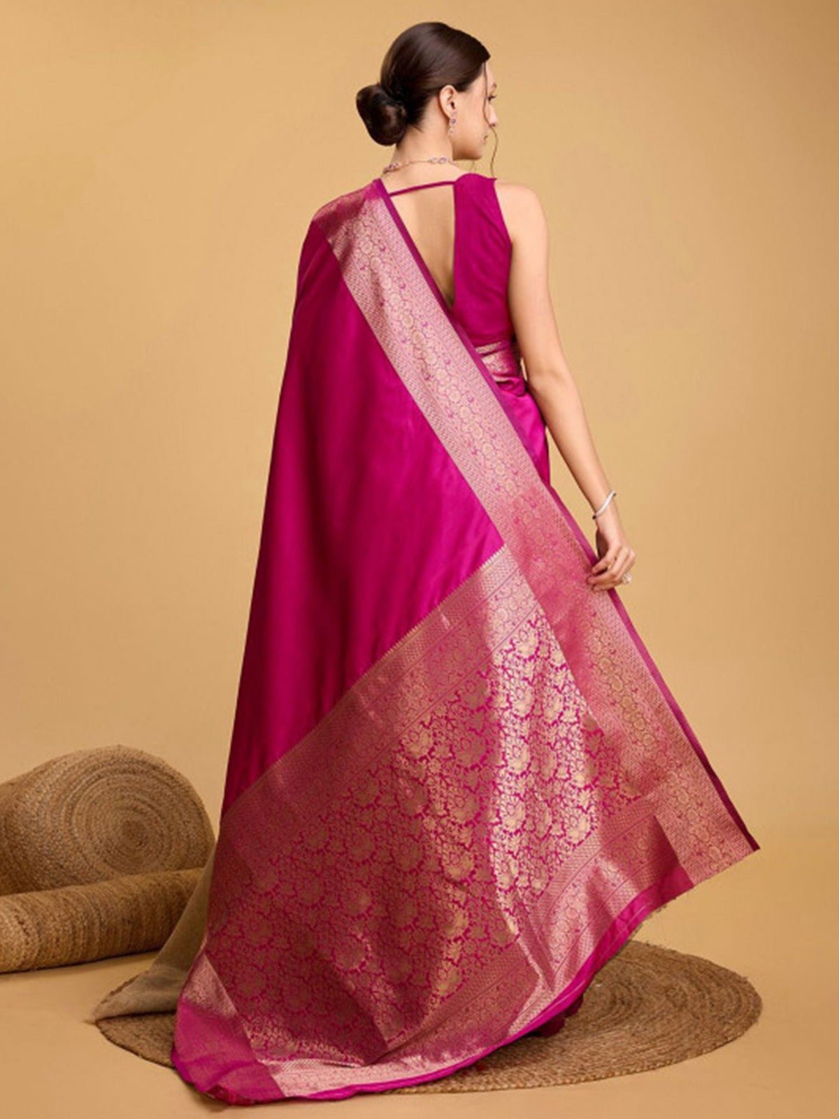 Rani Pink Banarasi Silk Saree&nbsp; - Ressa