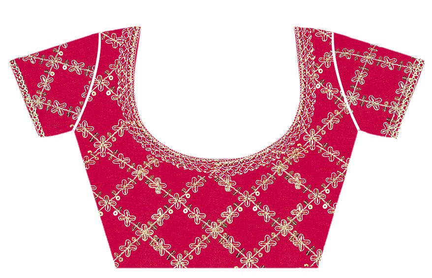 Rani Pink Bandhani Georgette Saree with Embroidered Blouse - Ressa