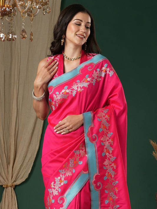 Rani Pink F soft Silk Saree - Ressa