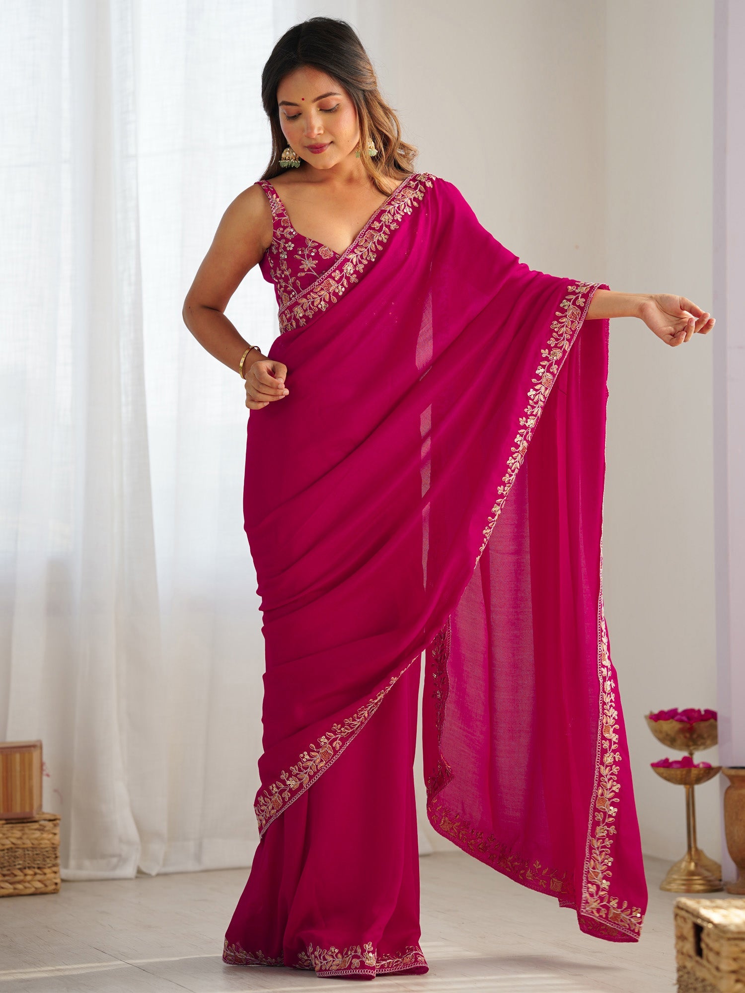 Rani Pink Silk Saree - Ressa