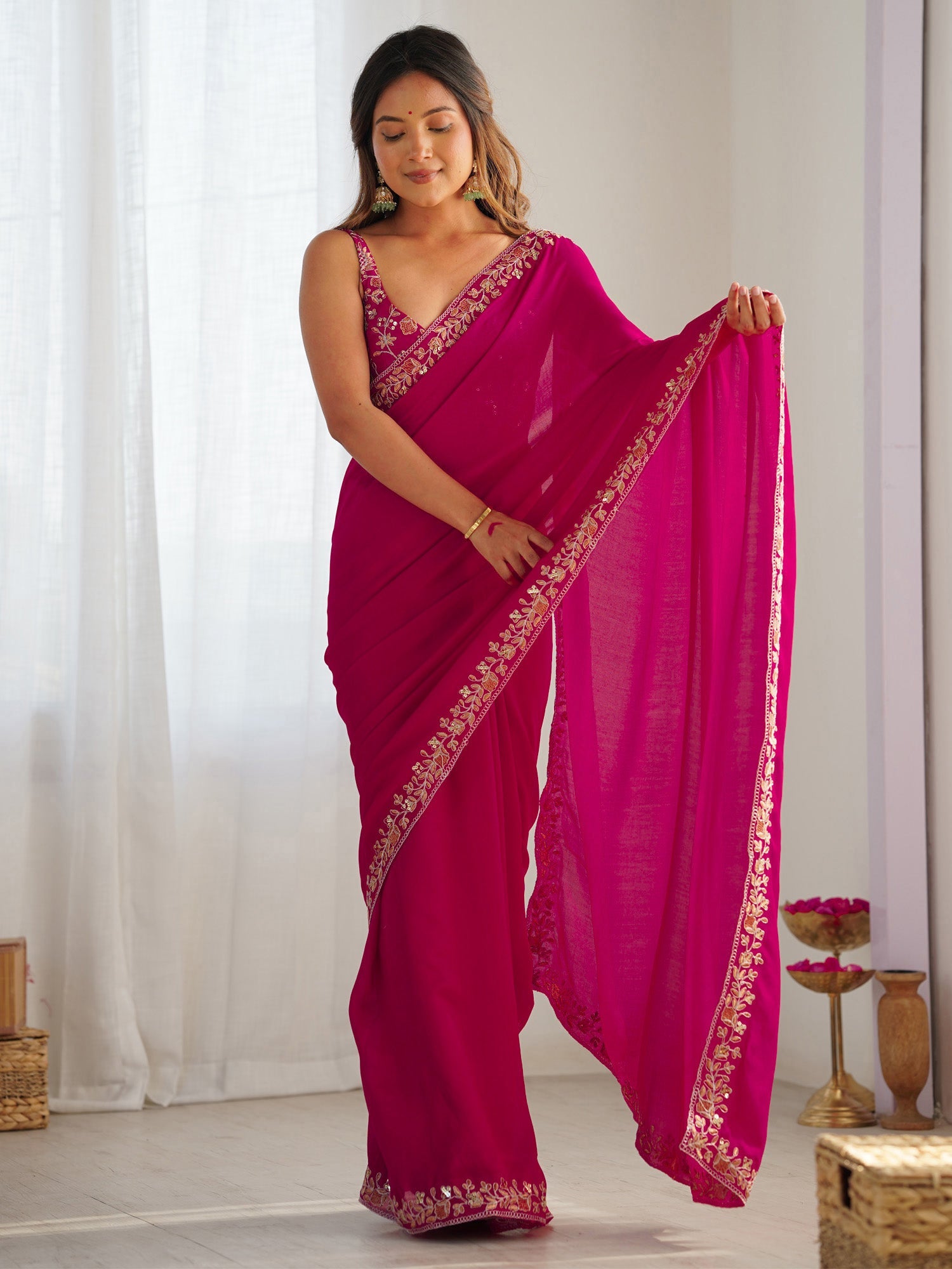 Rani Pink Silk Saree - Ressa