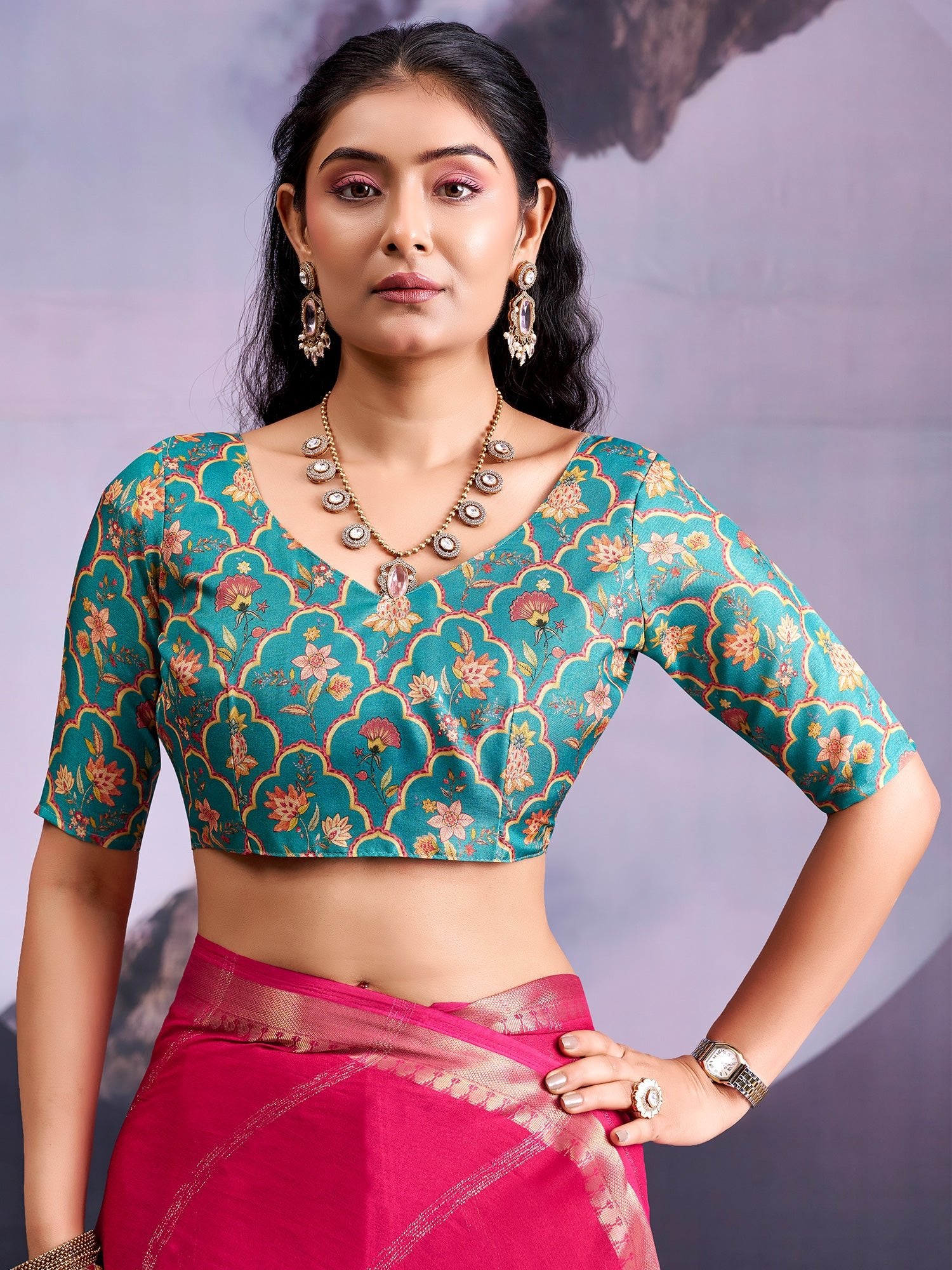 Rani Pink Tissue Silk Saree with Zari Stripes - Ressa