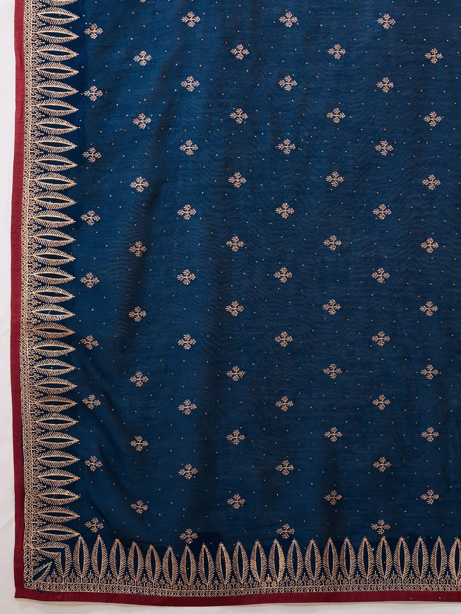 Rani Teal Embroidered Georgette Saree - Ressa
