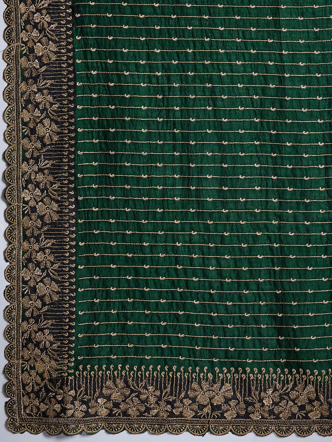 Dark Green Vichitra Silk Party Wear Saree - Ressa