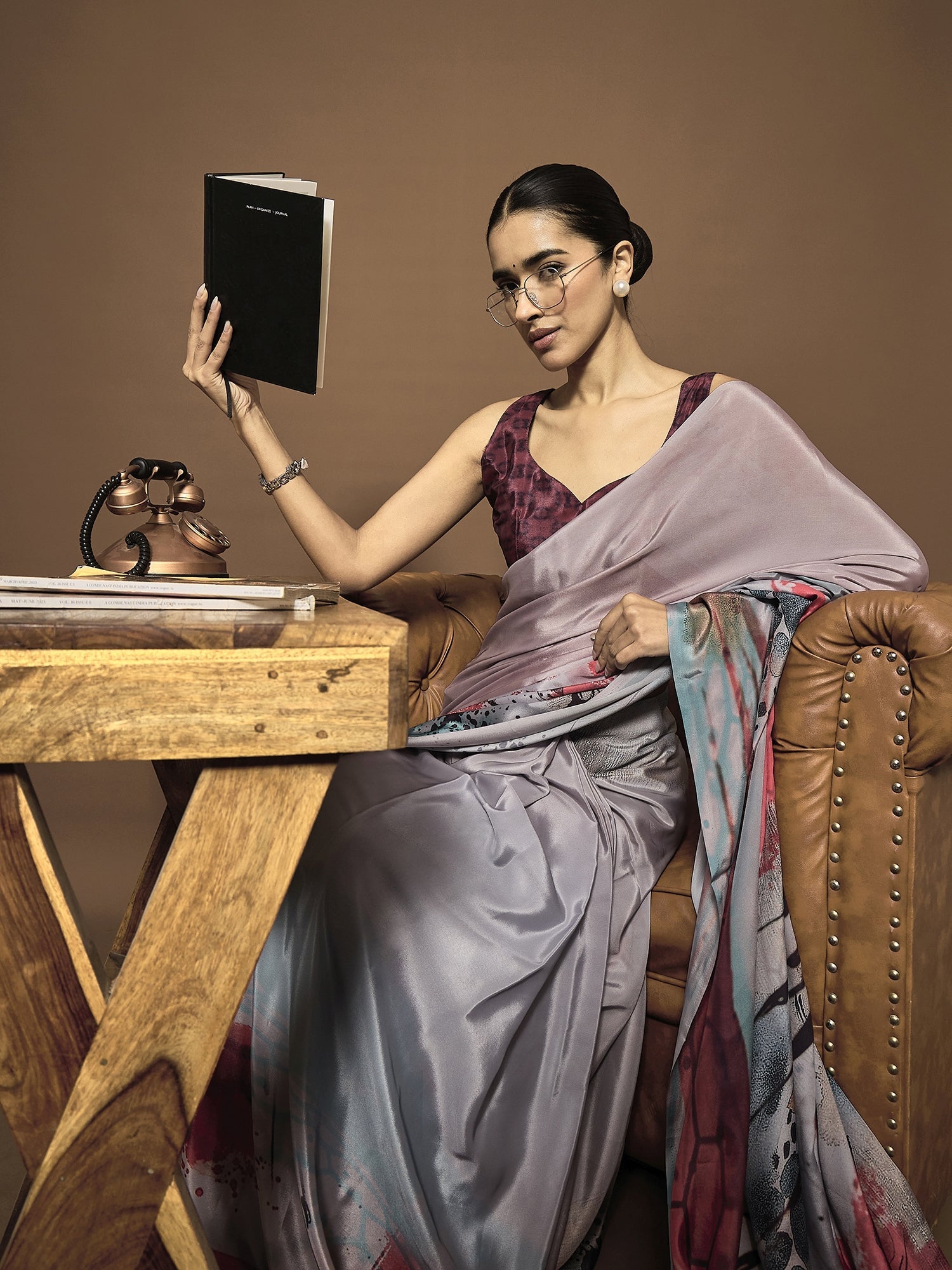 Ready To Wear Abstract Print Satin Silk Saree - Ressa