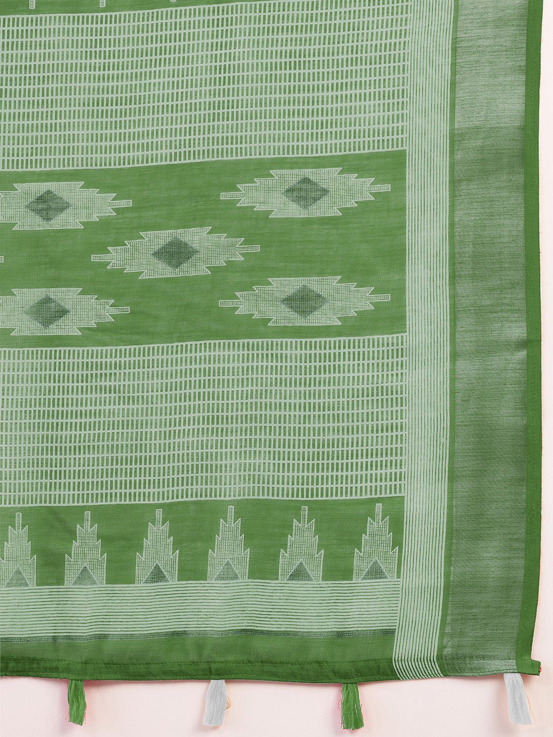 Ready to Wear Forest Green Jamdani Cotton Saree - Ressa
