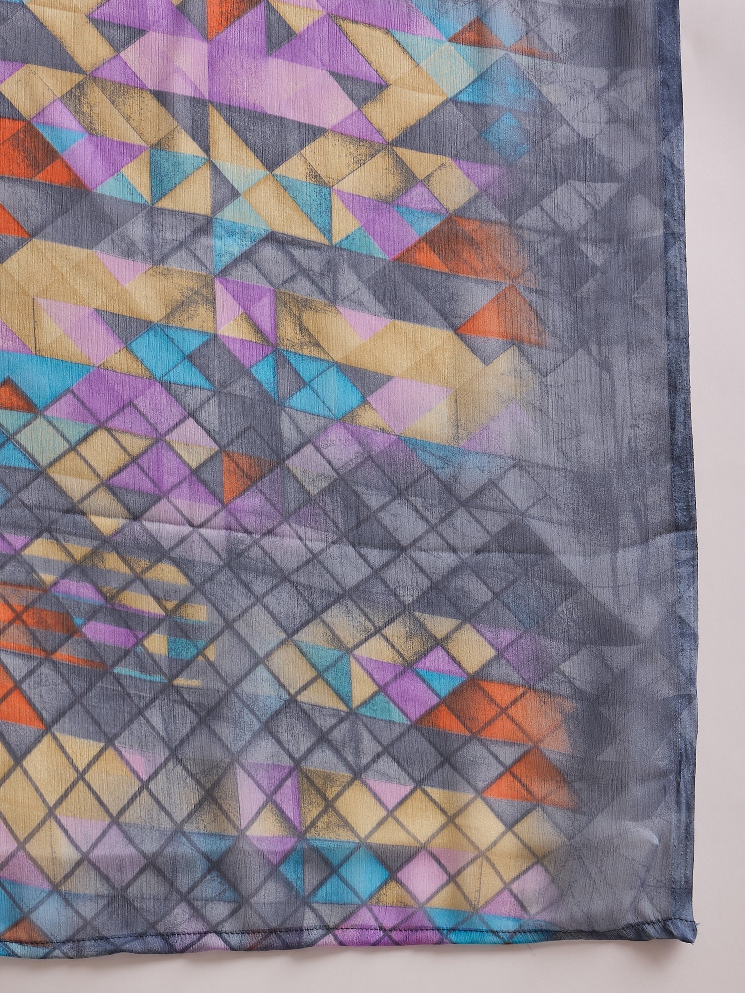 Ready to Wear Geometric Print Chiffon Saree - Ressa