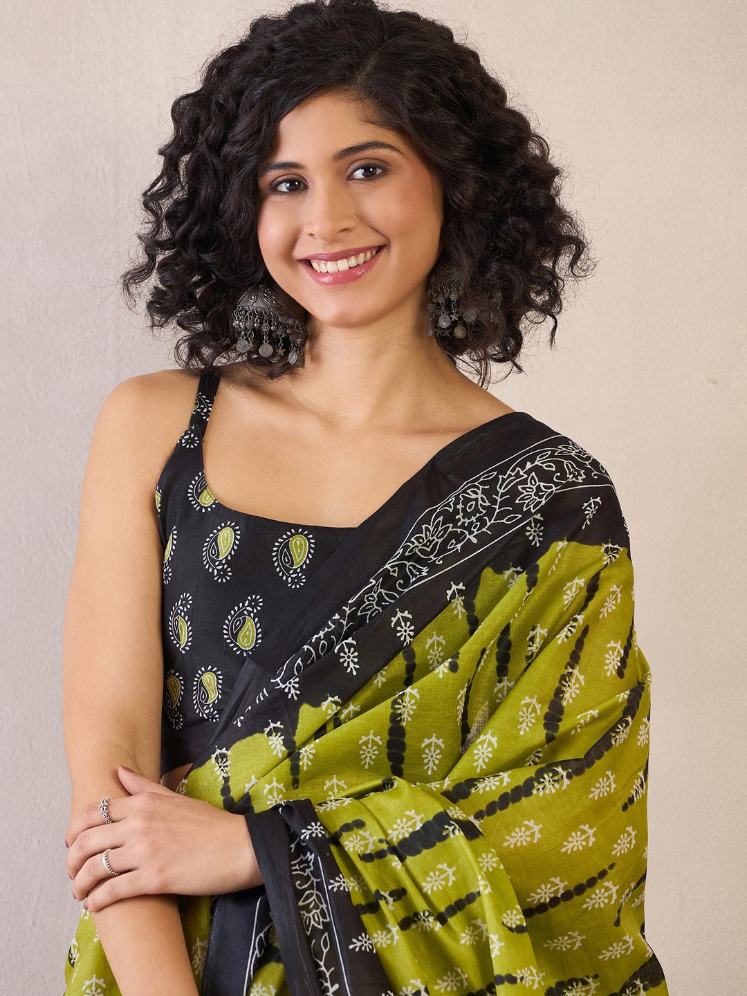 Ready to Wear Green Printed Saree - Ressa
