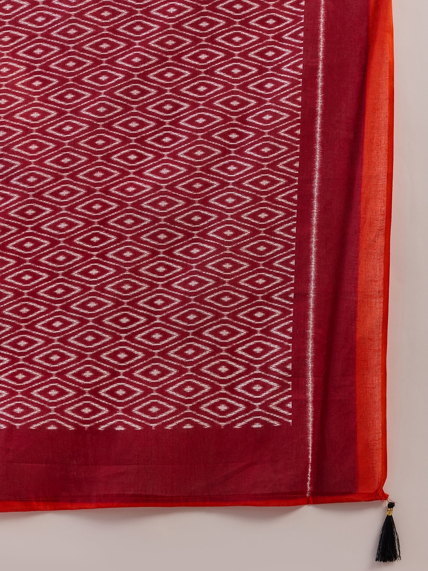 Ready to Wear Jet Black Ikat Cotton Saree - Ressa