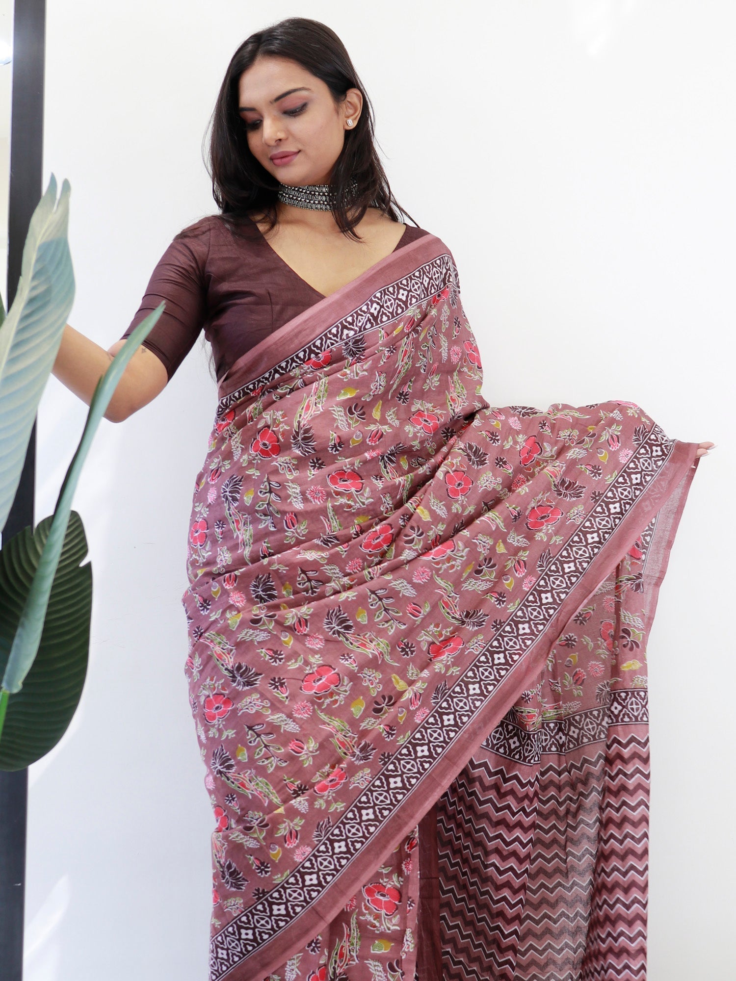 Ready to Wear Mauve-Rose Cotton Saree - Ressa