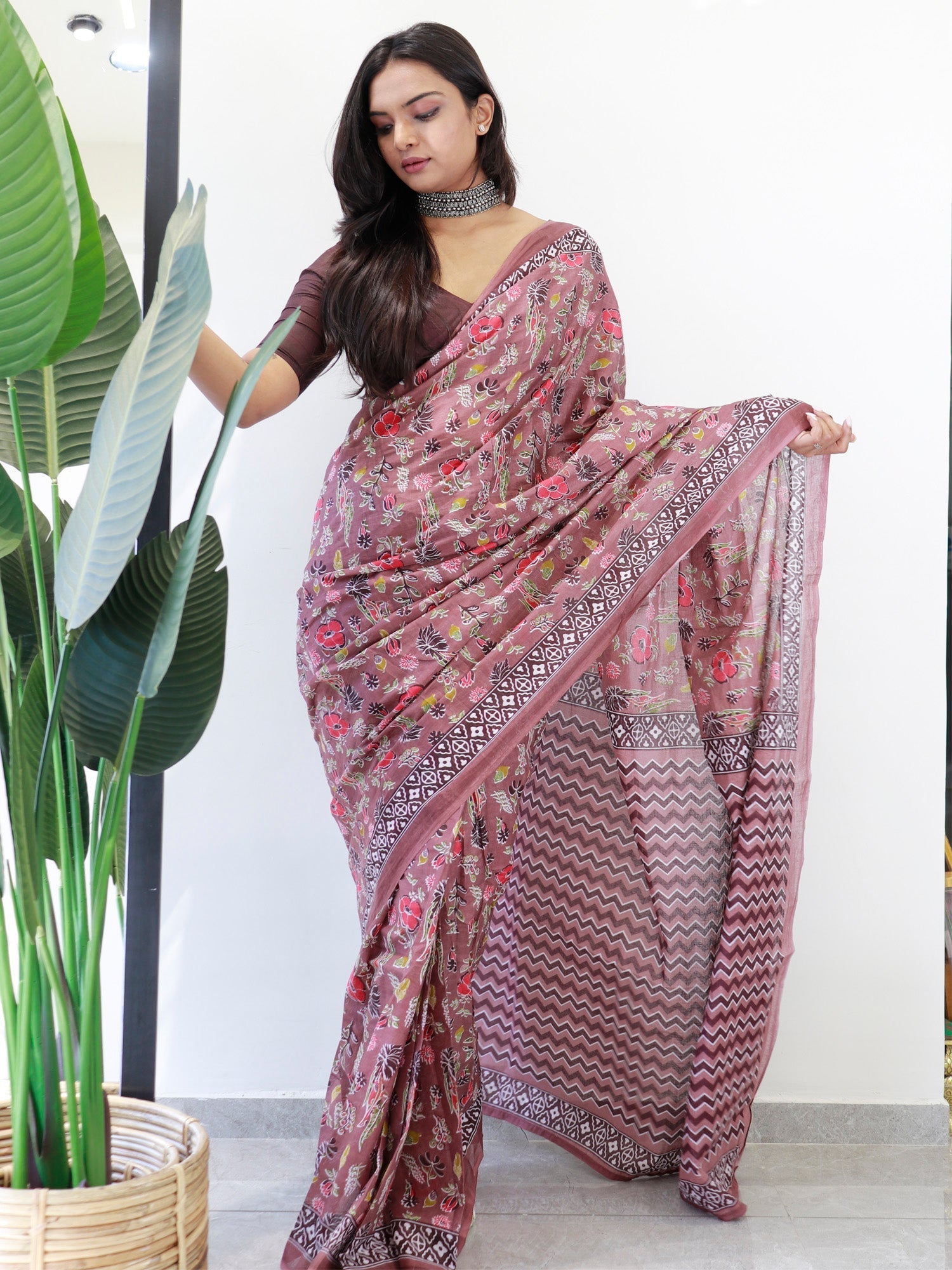 Ready to Wear Mauve-Rose Cotton Saree - Ressa