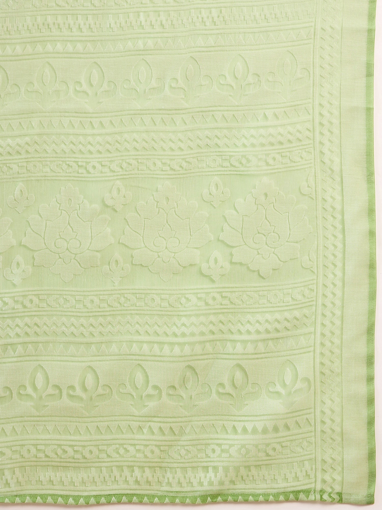 Ready to Wear Pistachio Green Jamdani Brasso Saree - Ressa