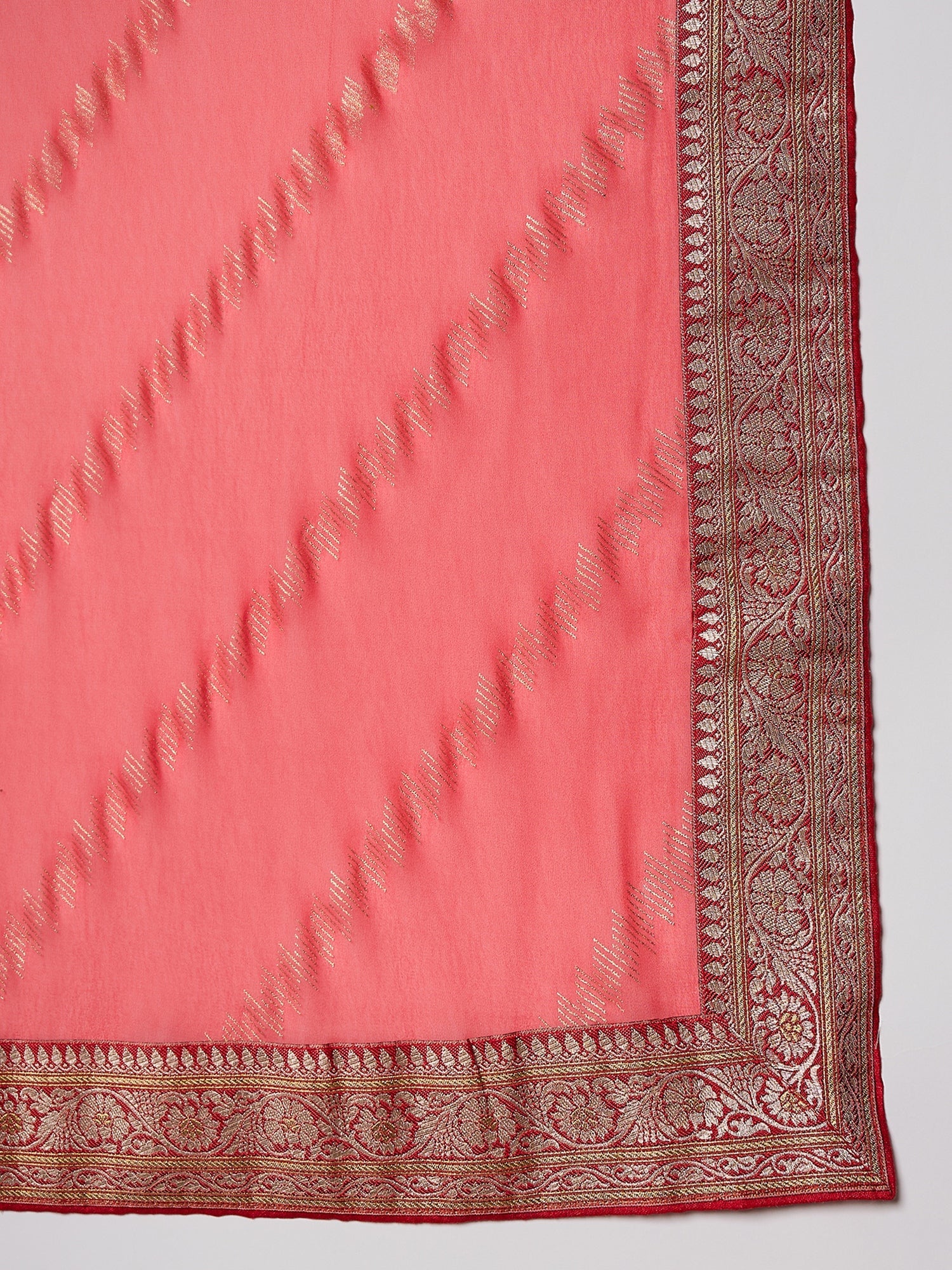 Ready to Wear Red Leheriya Print Chiffon Saree - Ressa