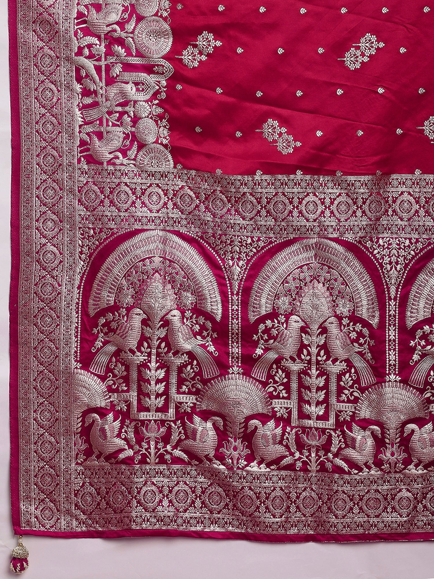 Red Banarasi Satin Silk Zari Woven Saree - Ressa