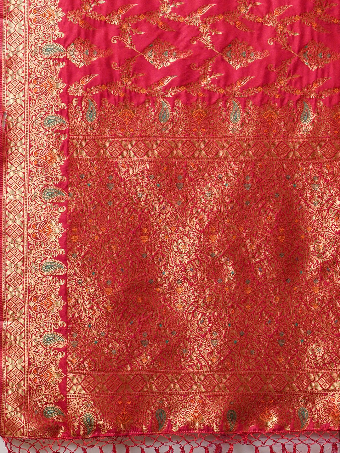 Red Banarasi Silk Saree with Gold Zari Weave - Ressa
