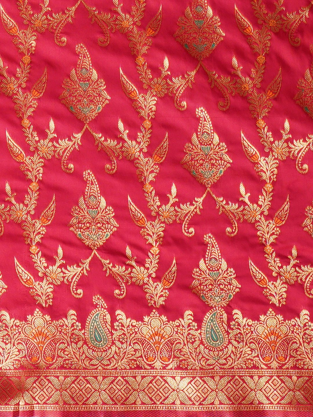 Red Banarasi Silk Saree with Gold Zari Weave - Ressa