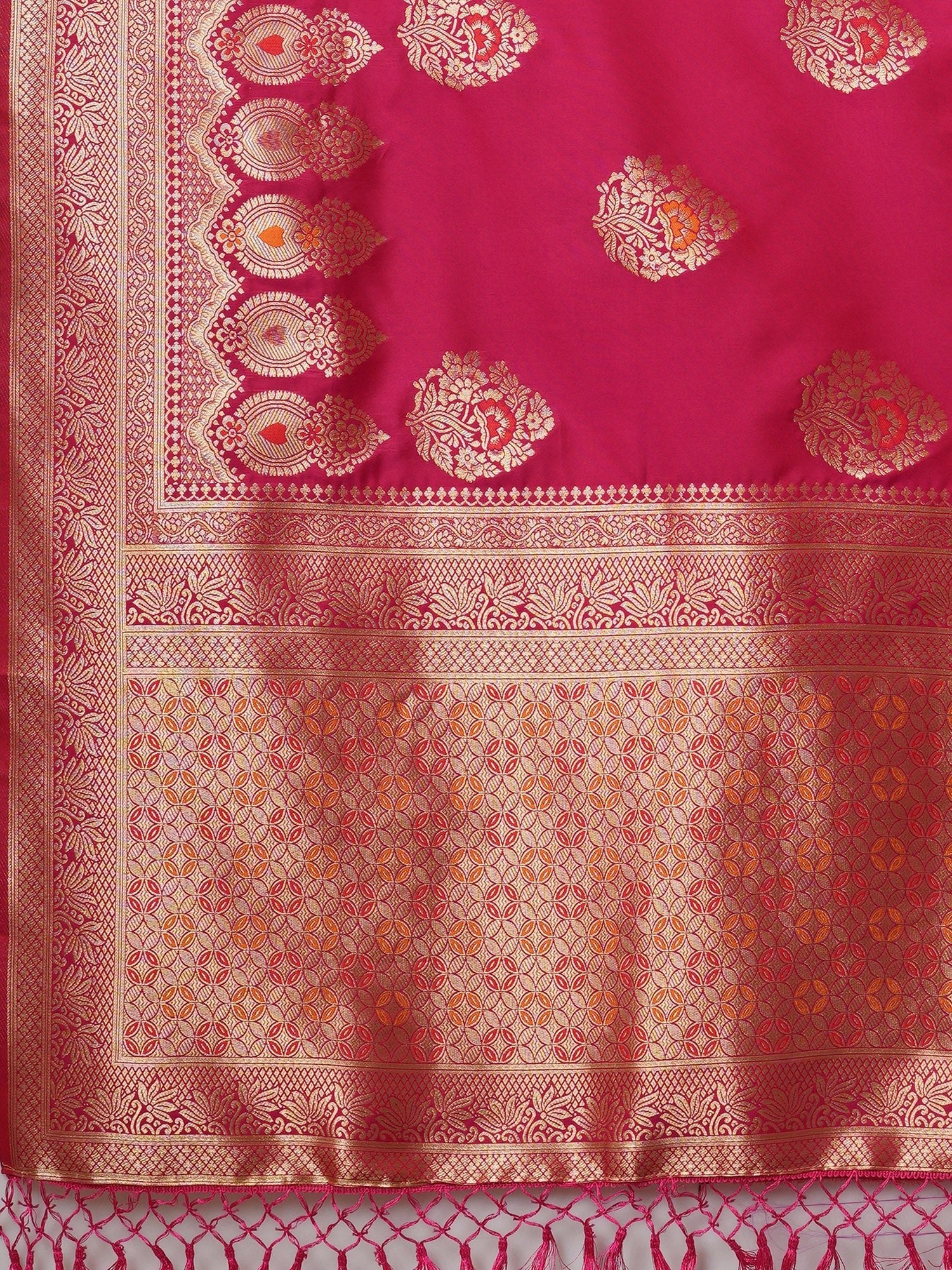 Red Banarasi Silk Saree with Gold Zari Weave - Ressa