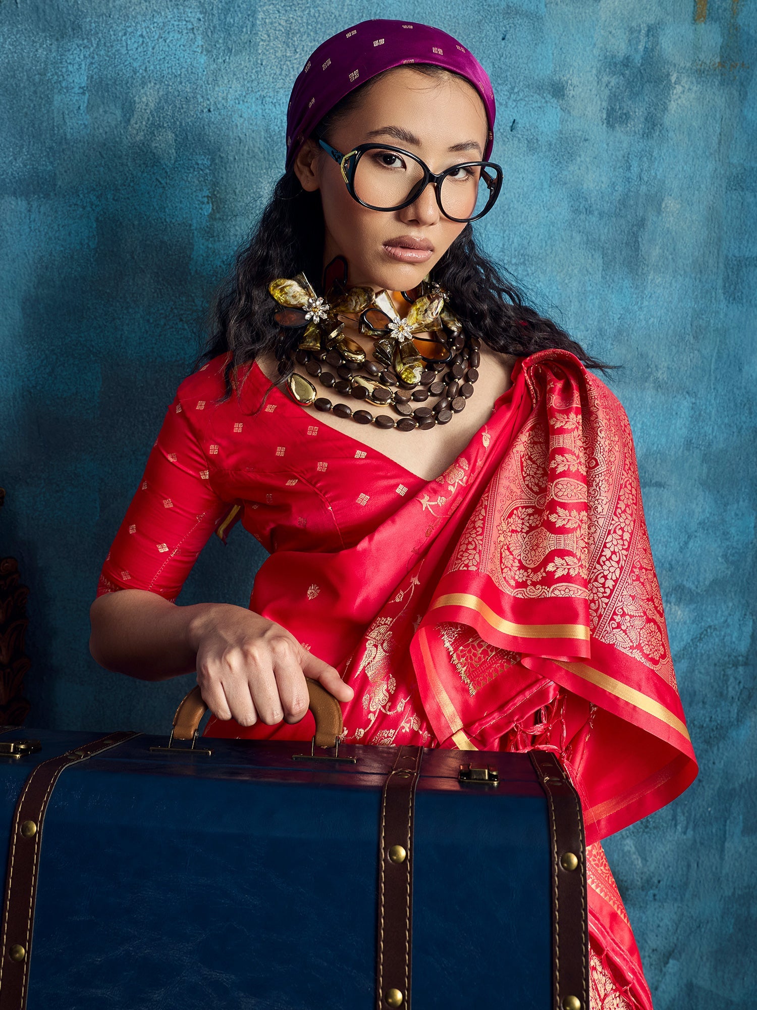 Red Banarasi Silk Saree with Heritage Motifs - Ressa