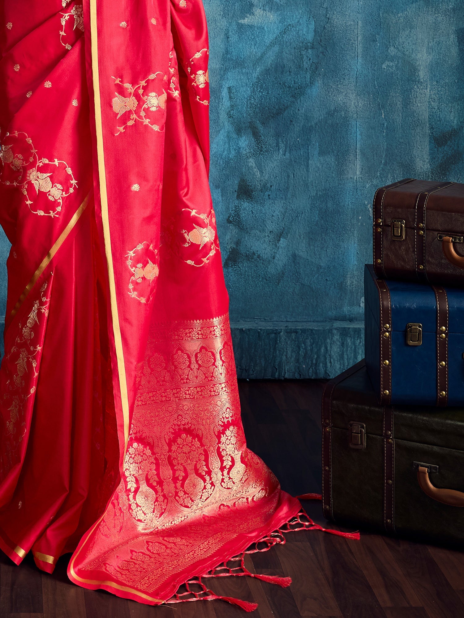 Red Banarasi Silk Saree with Heritage Motifs - Ressa