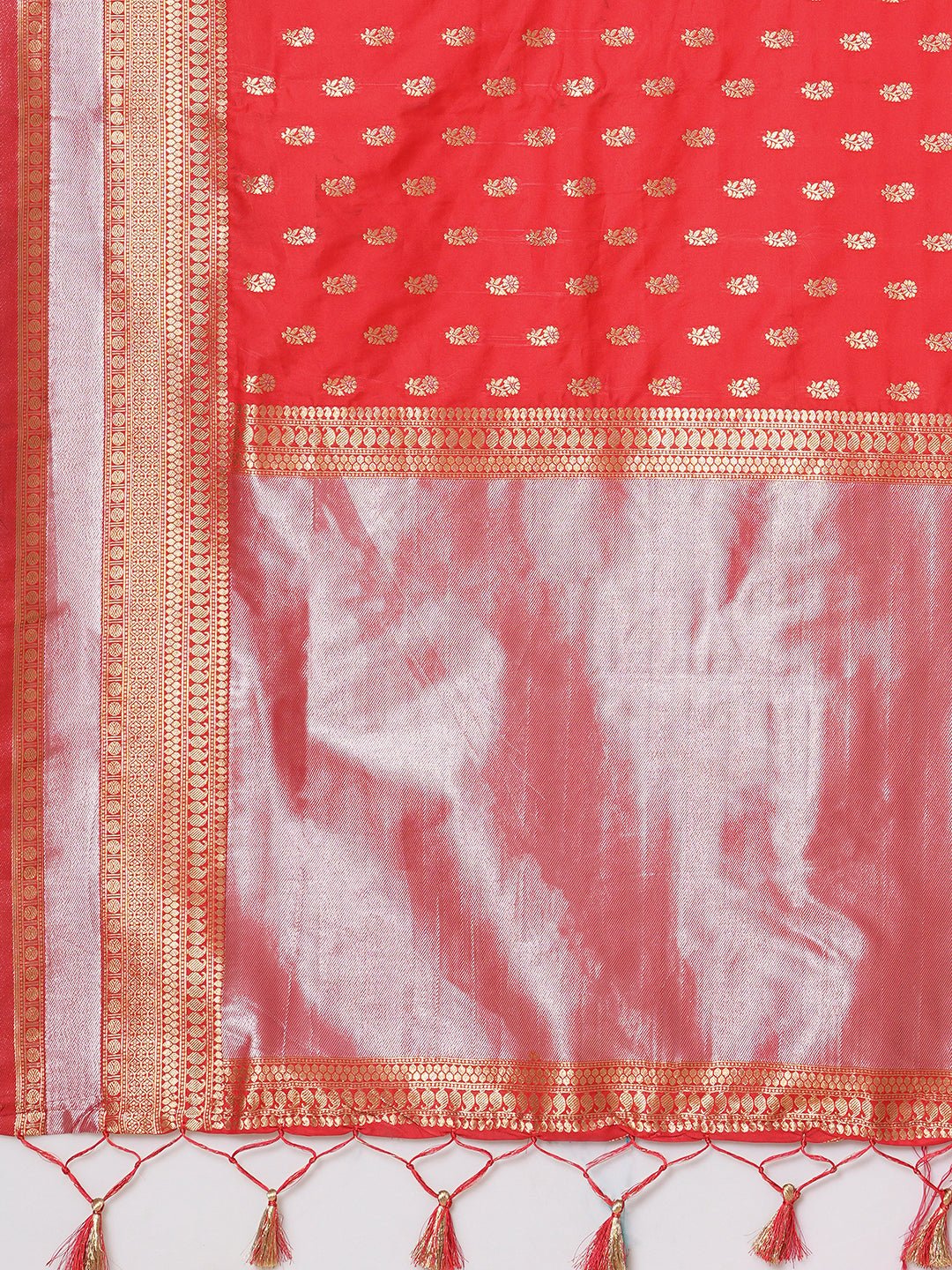 Red Banarasi Silk Saree with Zari Weave Saree - Ressa