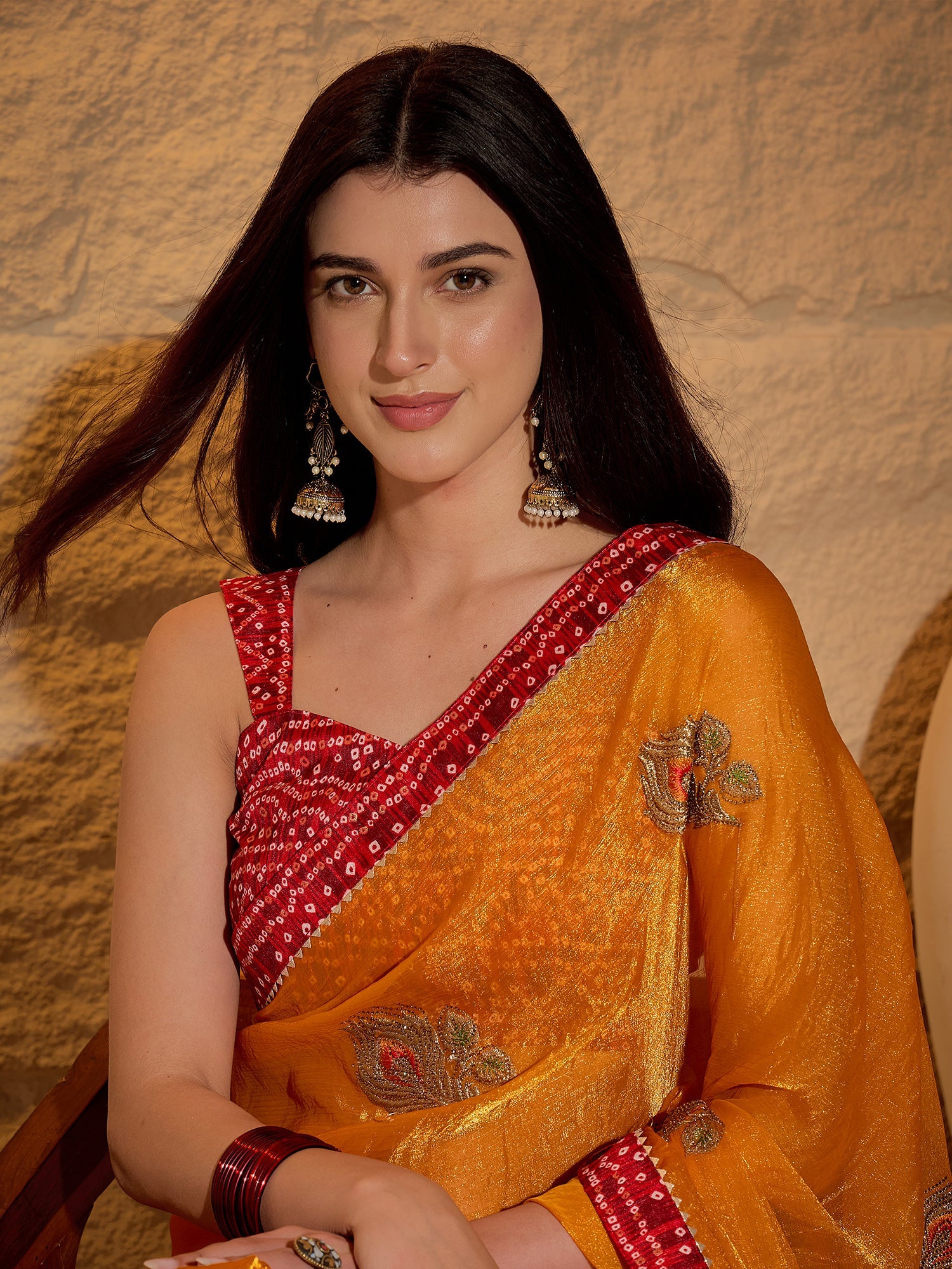 Red Banarasi Woven Silk Blend Saree - Ressa