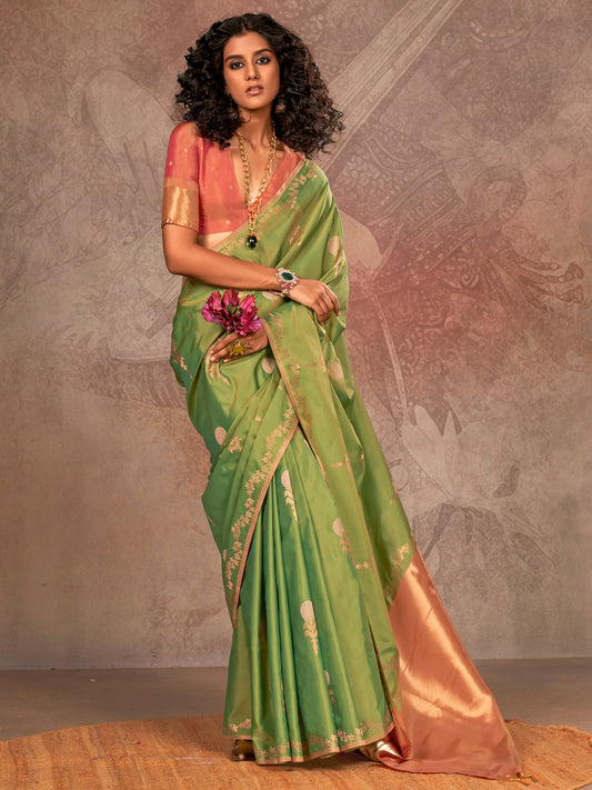 Red Black Satin Silk Dual Tone Saree - Ressa