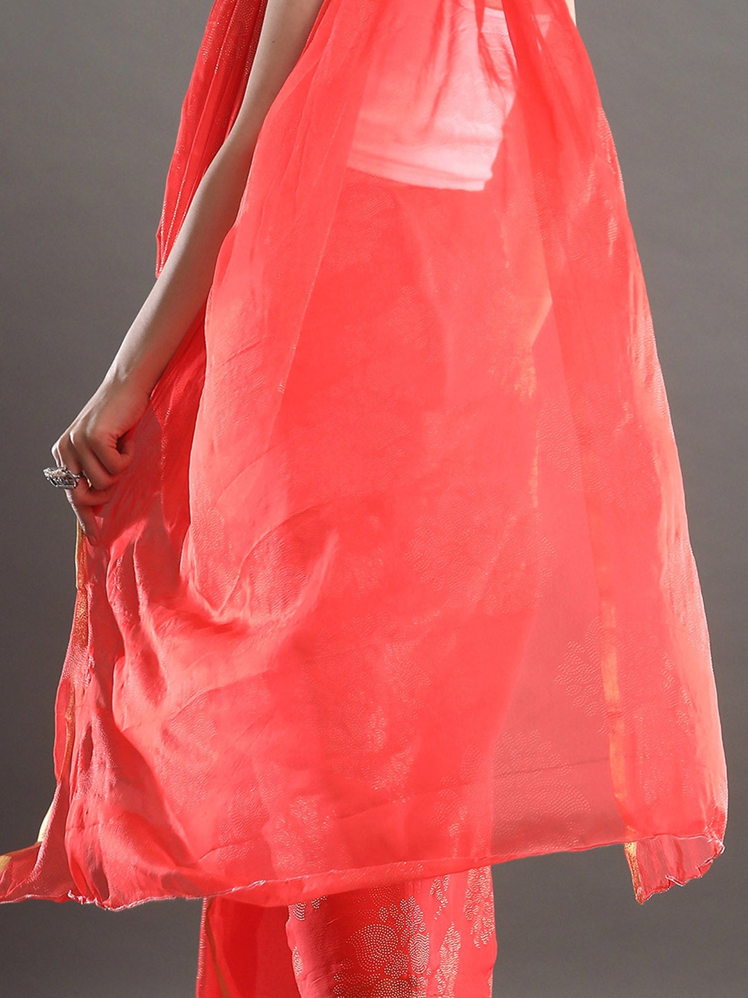 Red Chiffon Woven Saree - Ressa