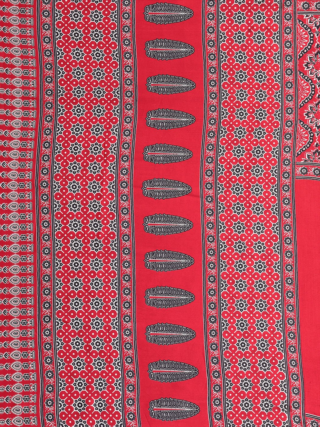 Red Crepe Ajrakh Printed Saree - Ressa
