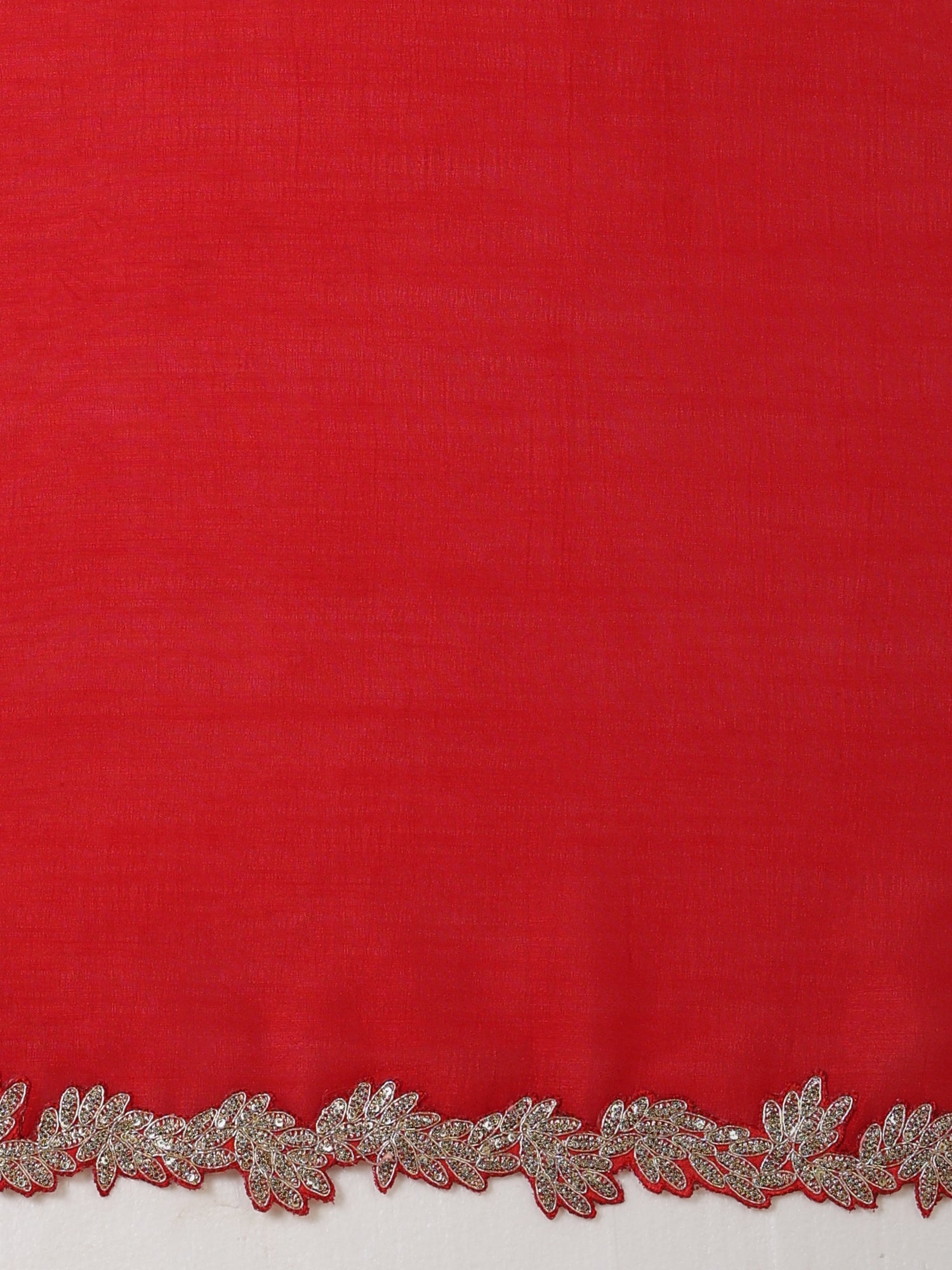 Red Embroidered Silk Saree with Zardozi Border & Embellished Blouse - Ressa