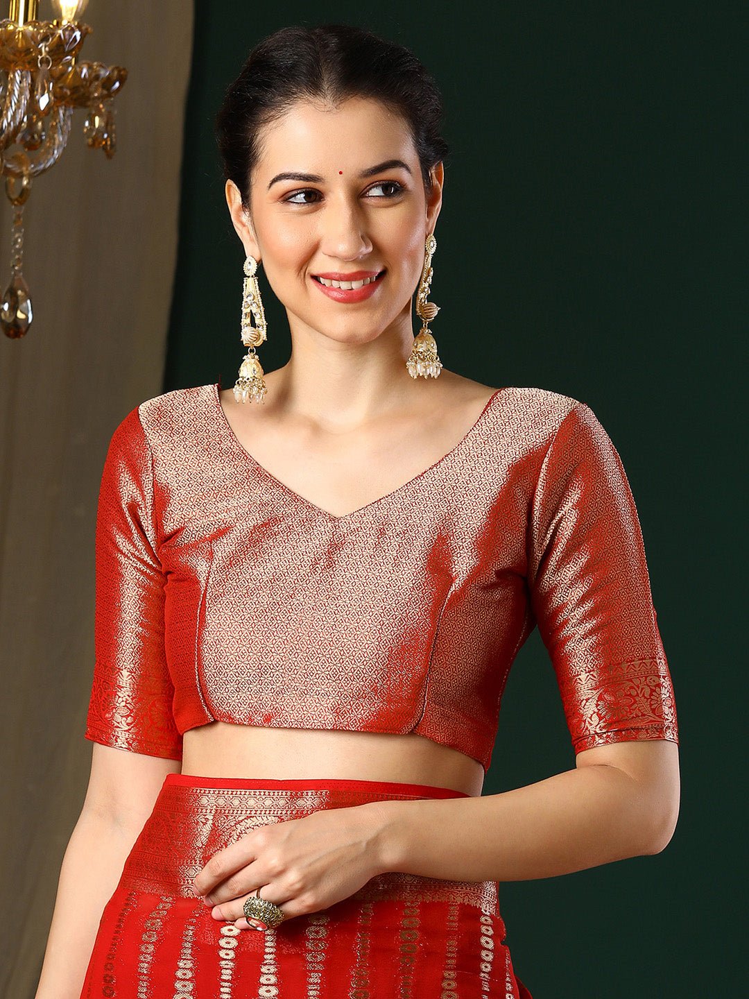 Red Georgette Banarasi Silk Saree - Ressa