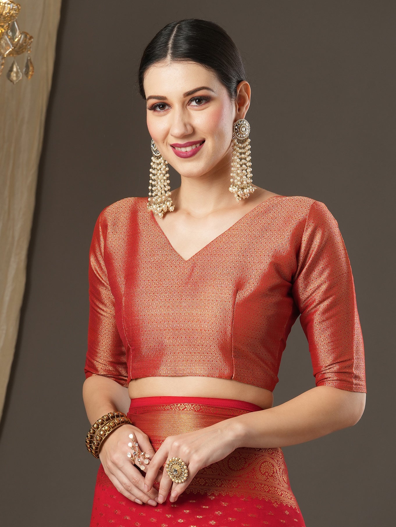 Red georgette Banarasi Silk Saree - Ressa
