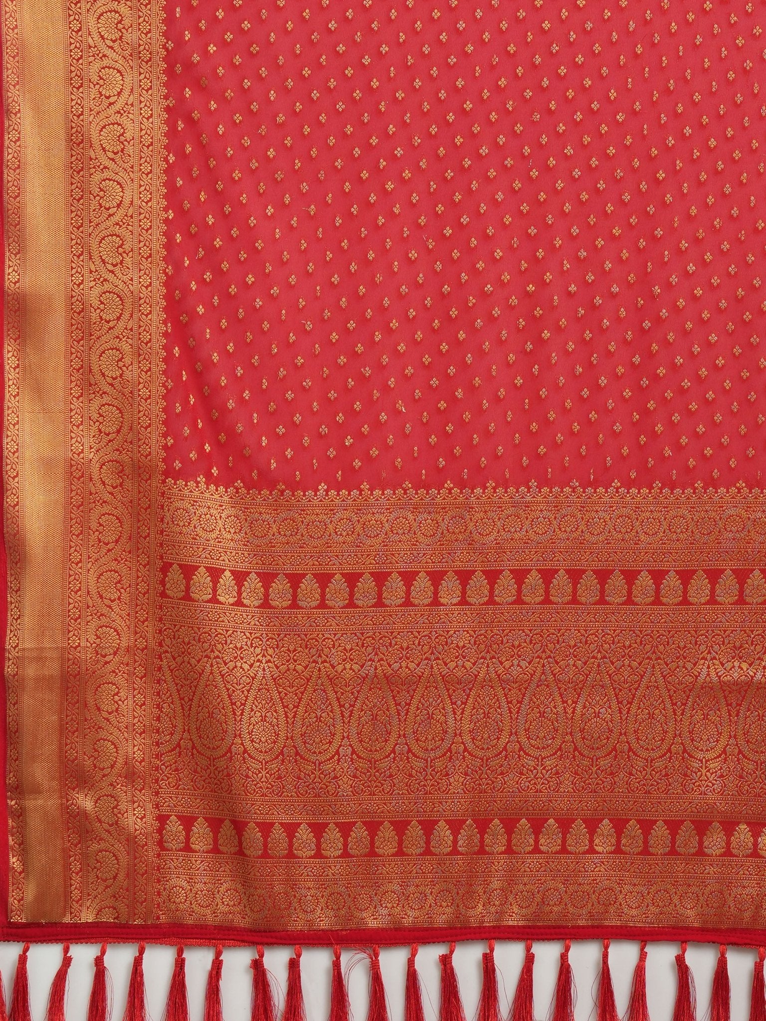 Red georgette Banarasi Silk Saree - Ressa
