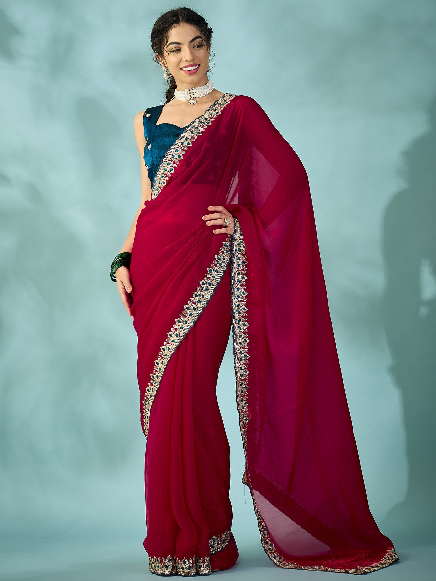 Red Georgette Saree - Ressa