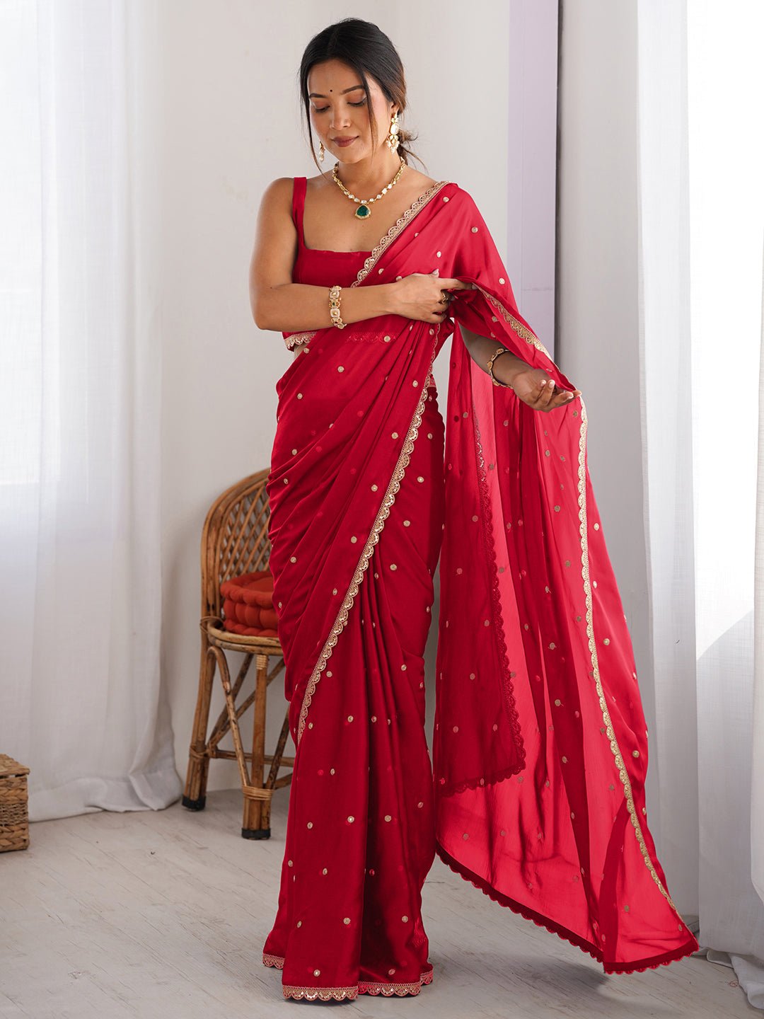 Red Georgette Saree - Ressa
