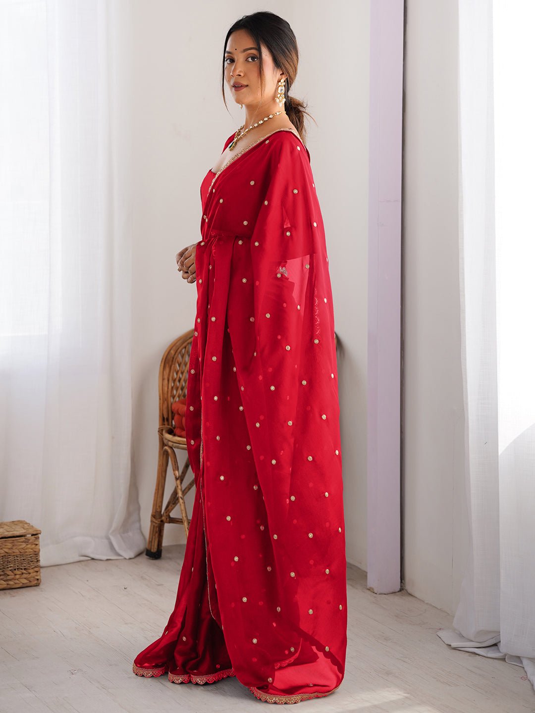 Red Georgette Saree - Ressa