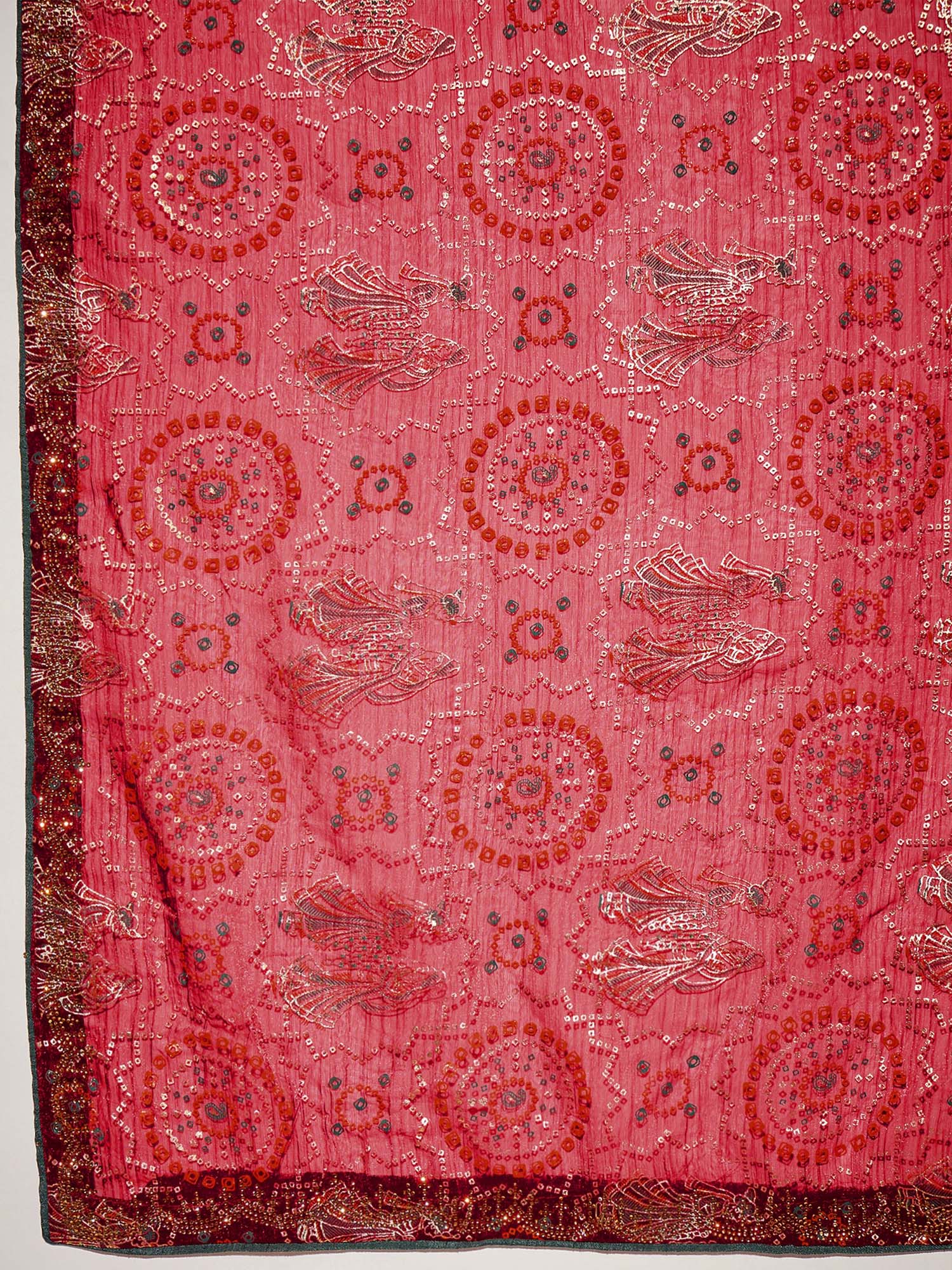 Red Georgette Saree with Bandhani Digital Print - Ressa