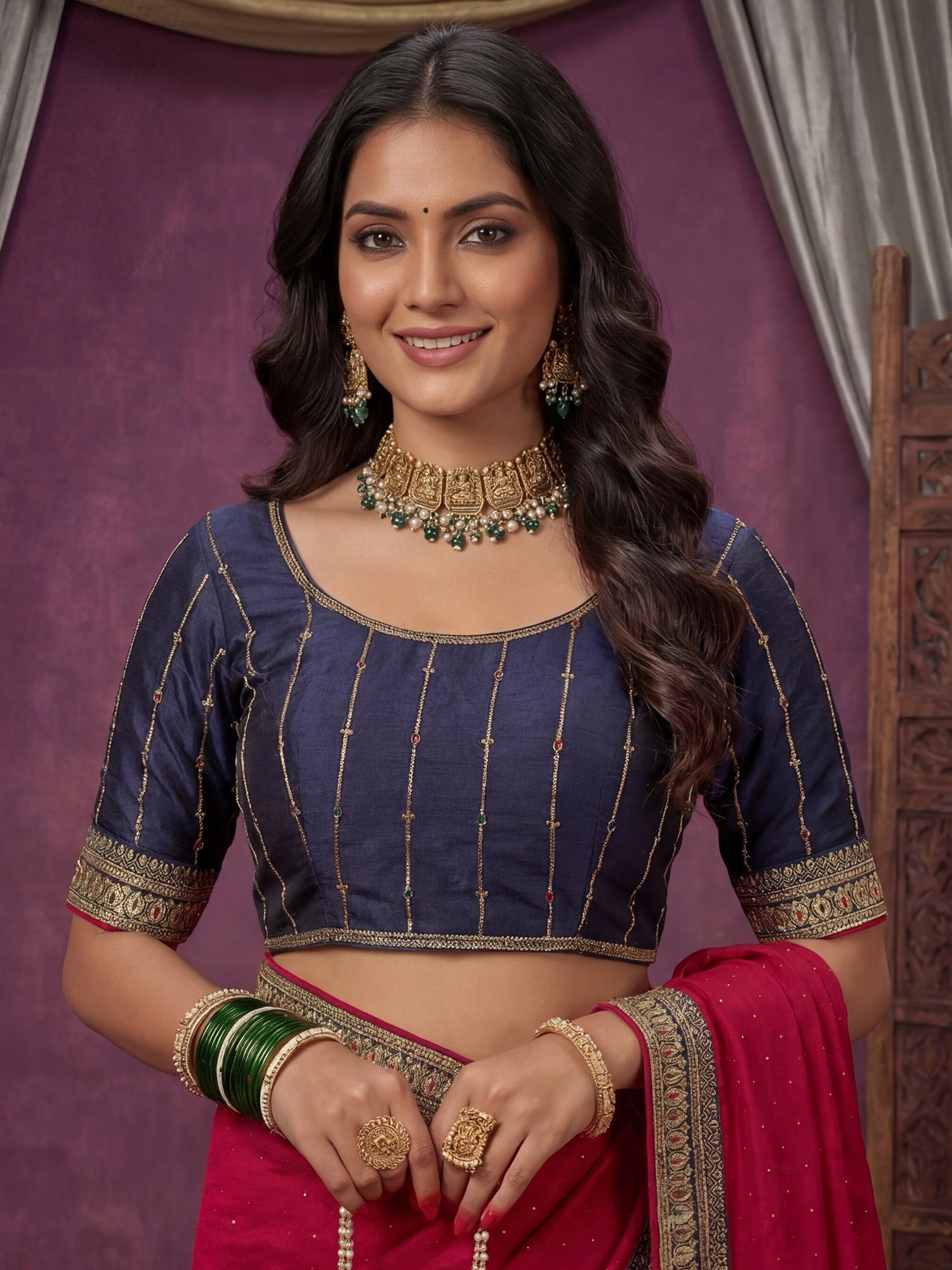 Red Georgette Saree with Embroidered Border - Ressa