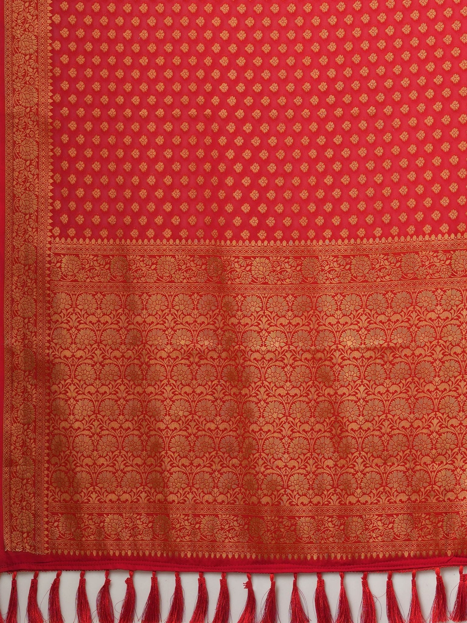 Red Georgette Woven Banarasi Silk Saree - Ressa