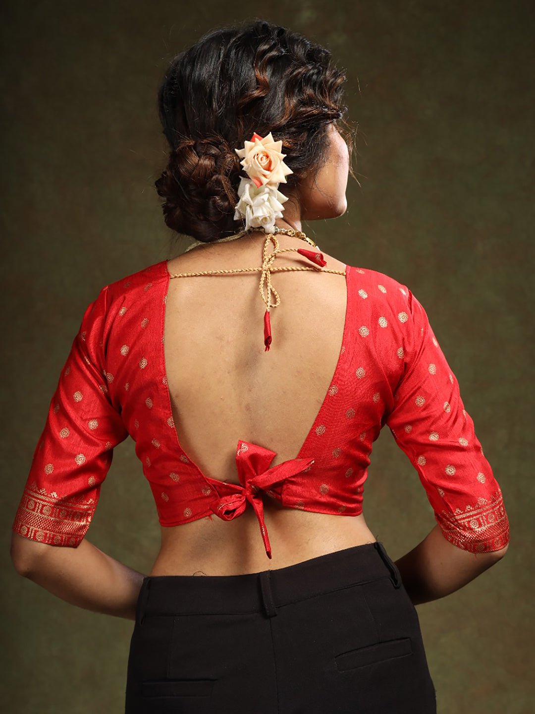 Red & Green Patola Silk Saree - Ressa