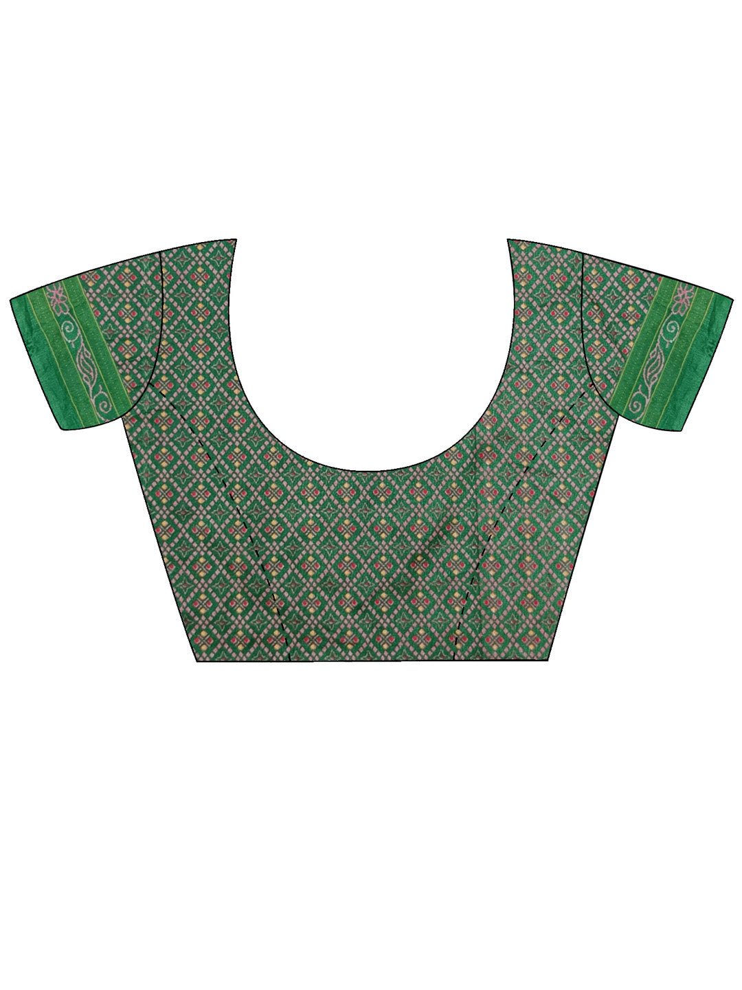 Red & Green Patola Style Silk Blend Saree - Ressa