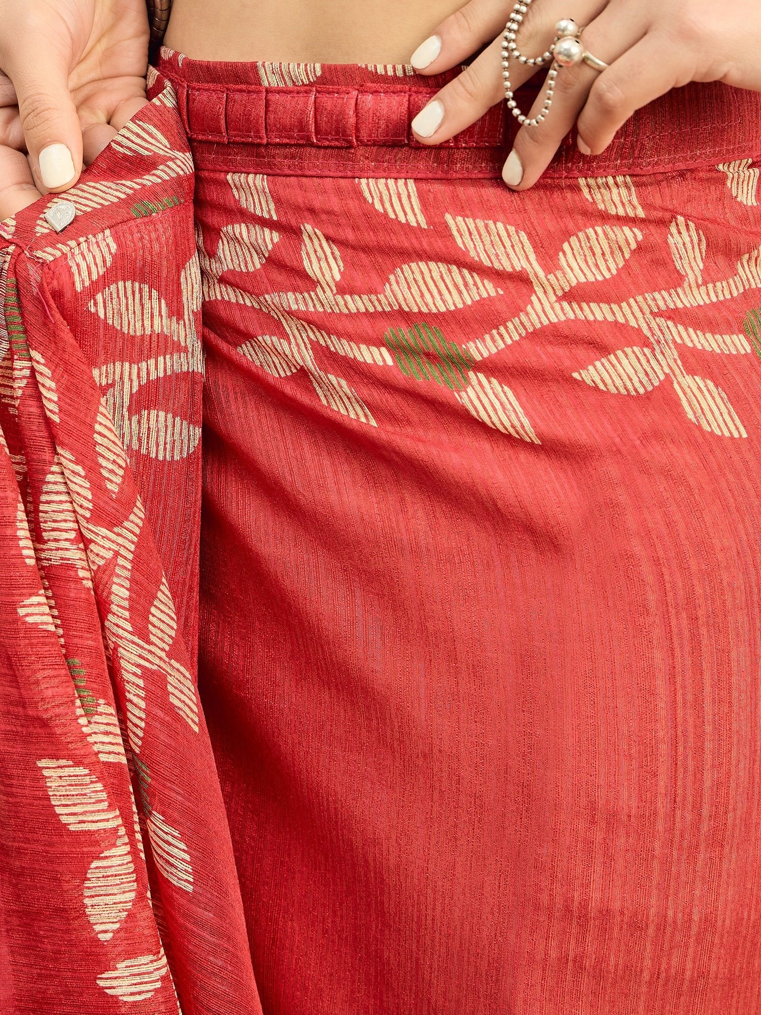 Red Jamdani Cotton Silk Saree - Ressa