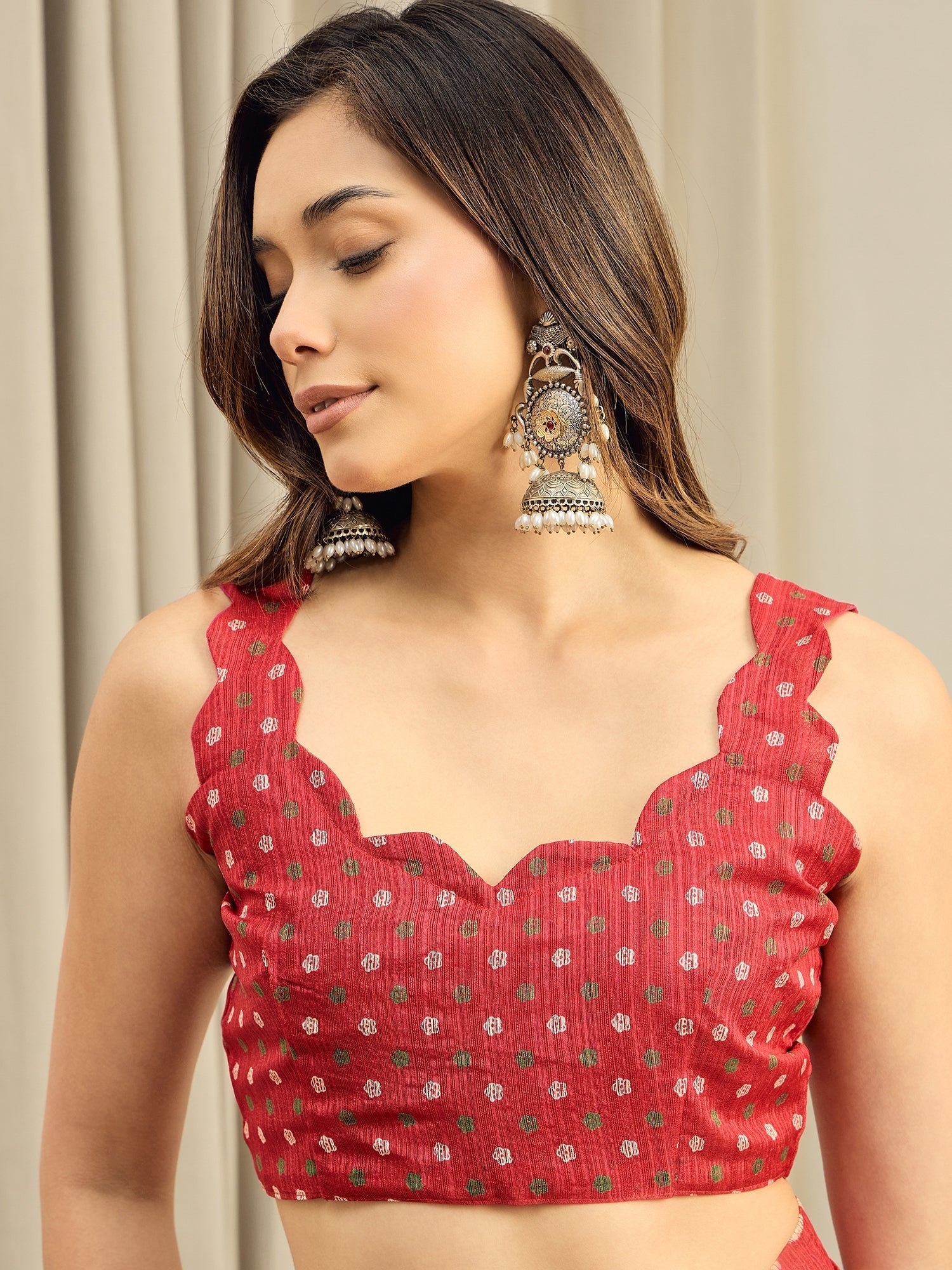 Red Jamdani Cotton Silk Saree - Ressa