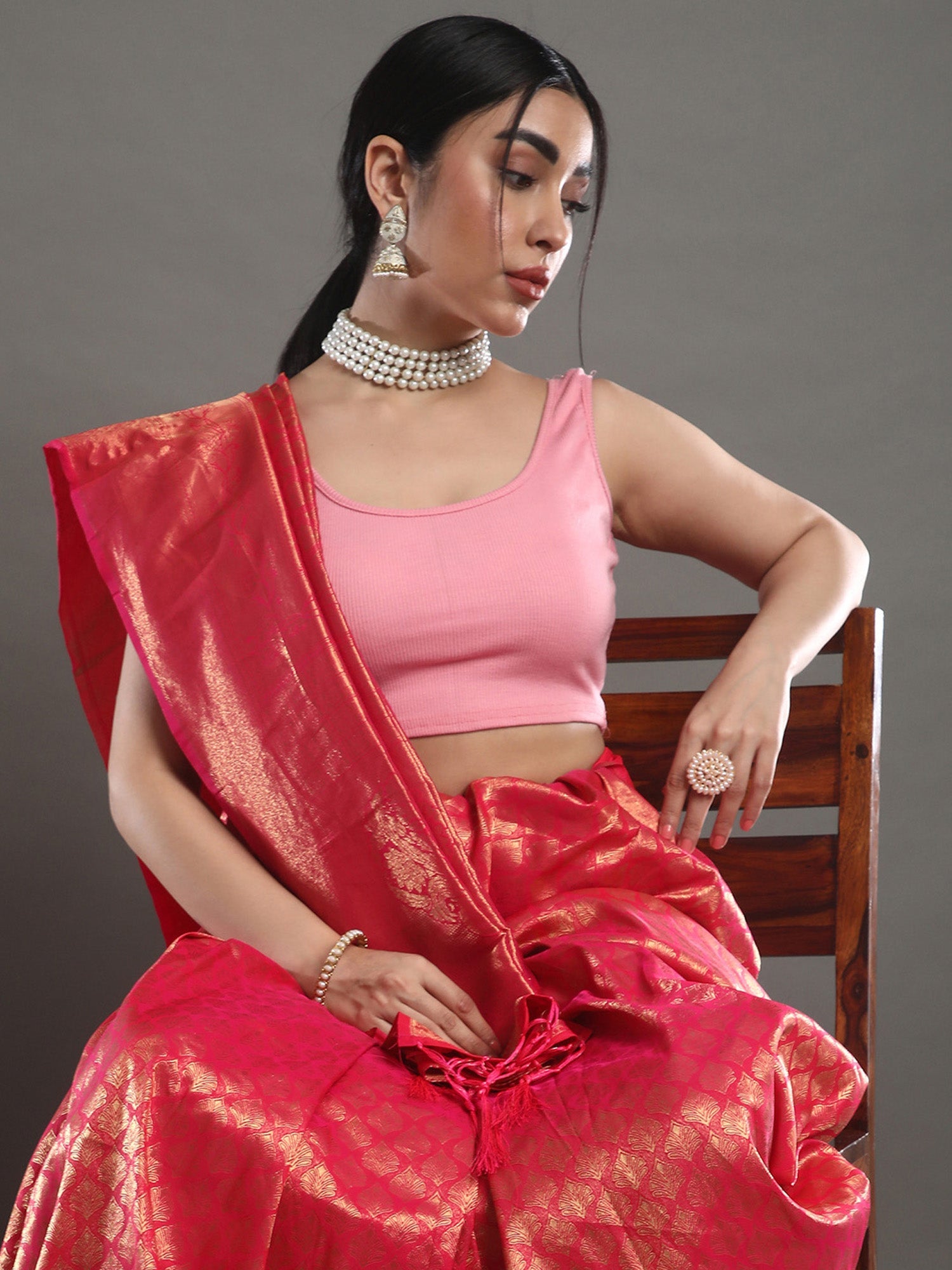 Red Kanjeevaram Silk Saree - Ressa