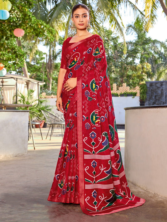 Red Patola Printed Saree - Ressa