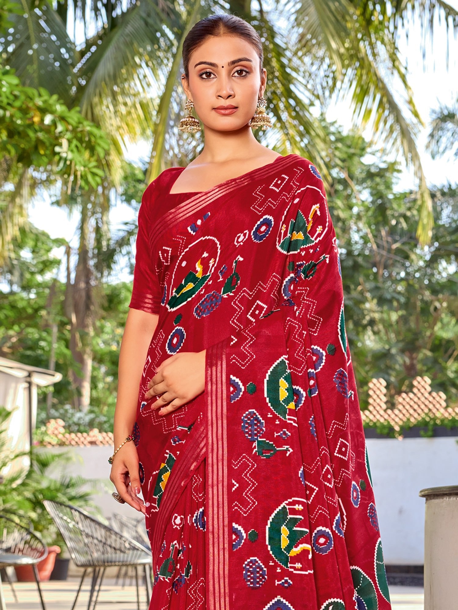 Red Patola Printed Saree - Ressa
